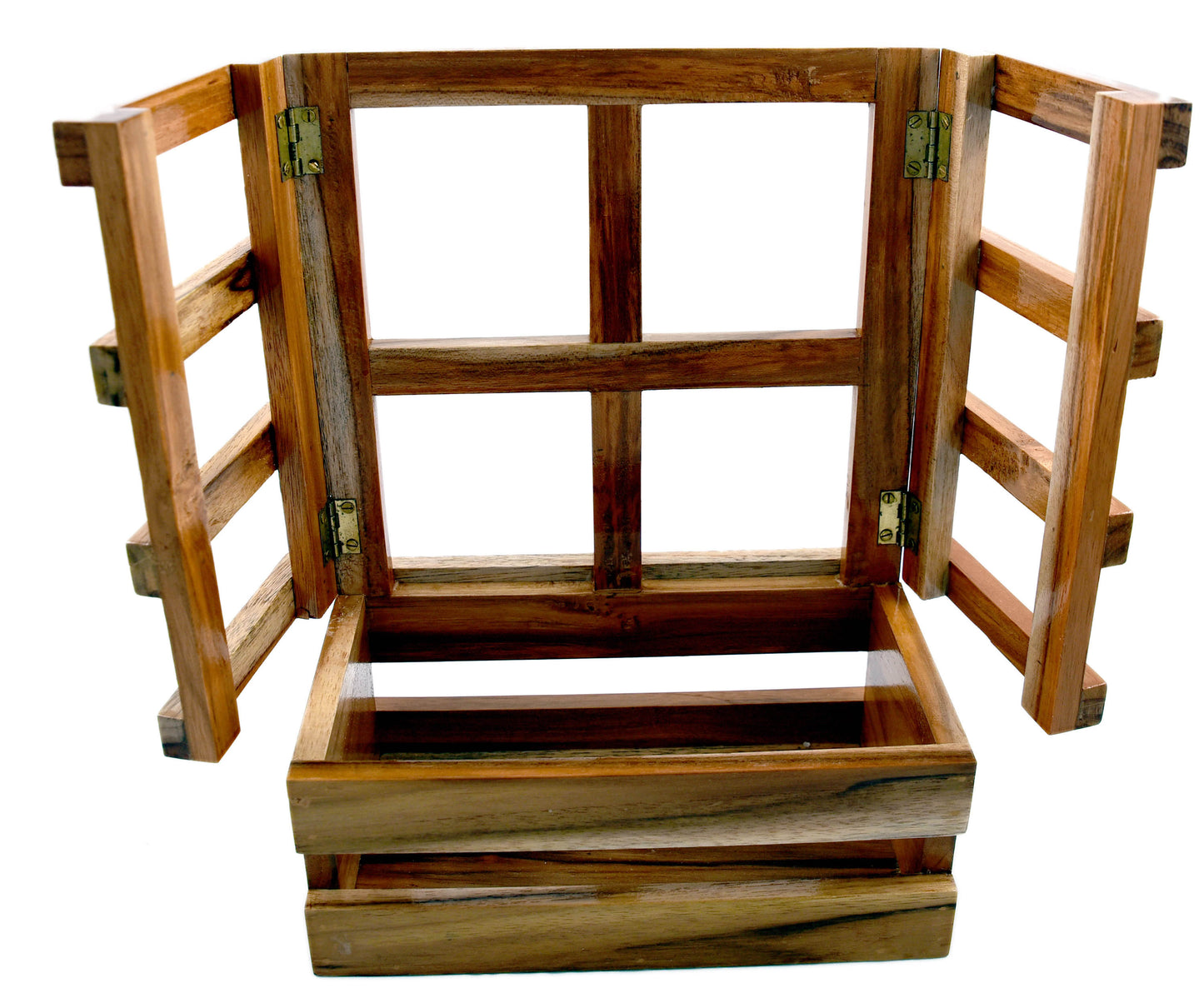 Wooden Teak decorative Planter close up