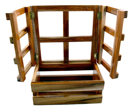 Wooden Teak decorative Planter close up