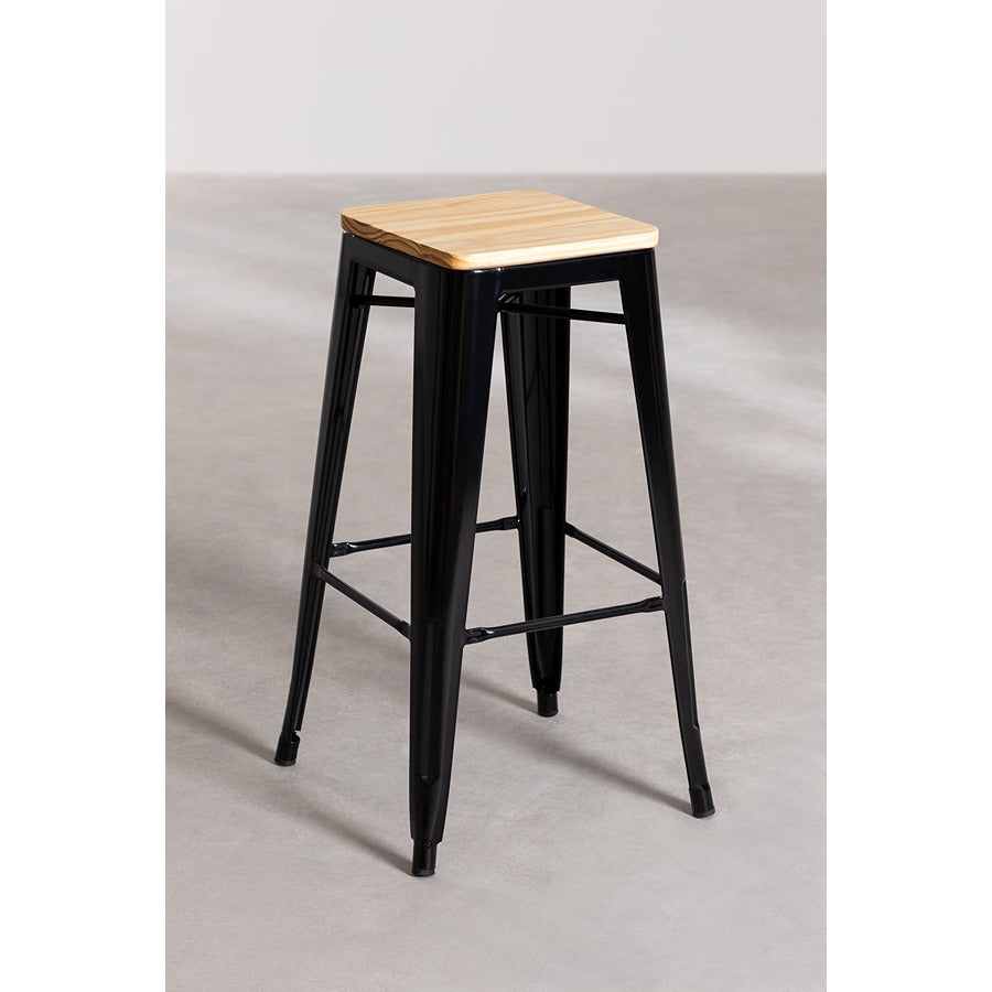 Industrial Wooden Bar Stool