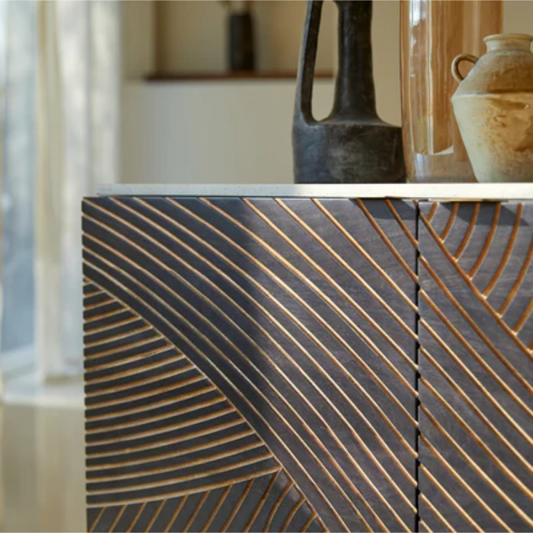 Sand-dune Inspired Solid Mango Wood Sideboard