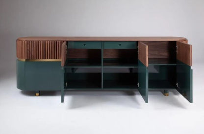 Elegant New York Art Deco Sideboard: Marble Top, Steel Base, Custom Storage