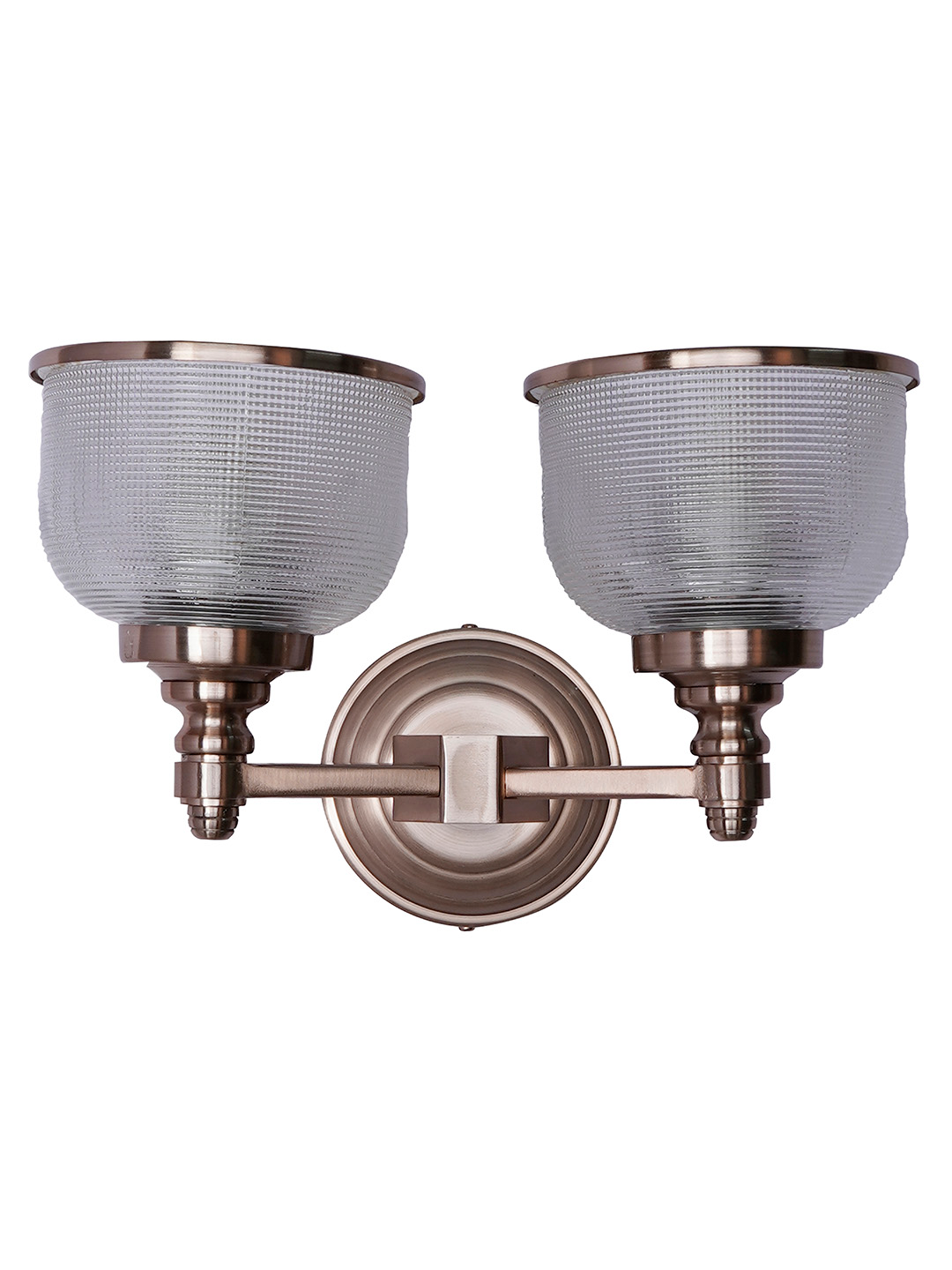 Elegant Rose Gold Double Wall Sconce with Beautiful Rimmed Glass Shades