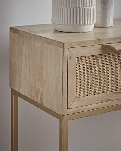 Solid Wood Luxurious 2 Drawer with Tray at Bottom Alex Console Hall Table White with Golden Finish Iron Frame