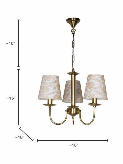 Brass Antique 3-Light Mini Chandelier – 45.7 cm