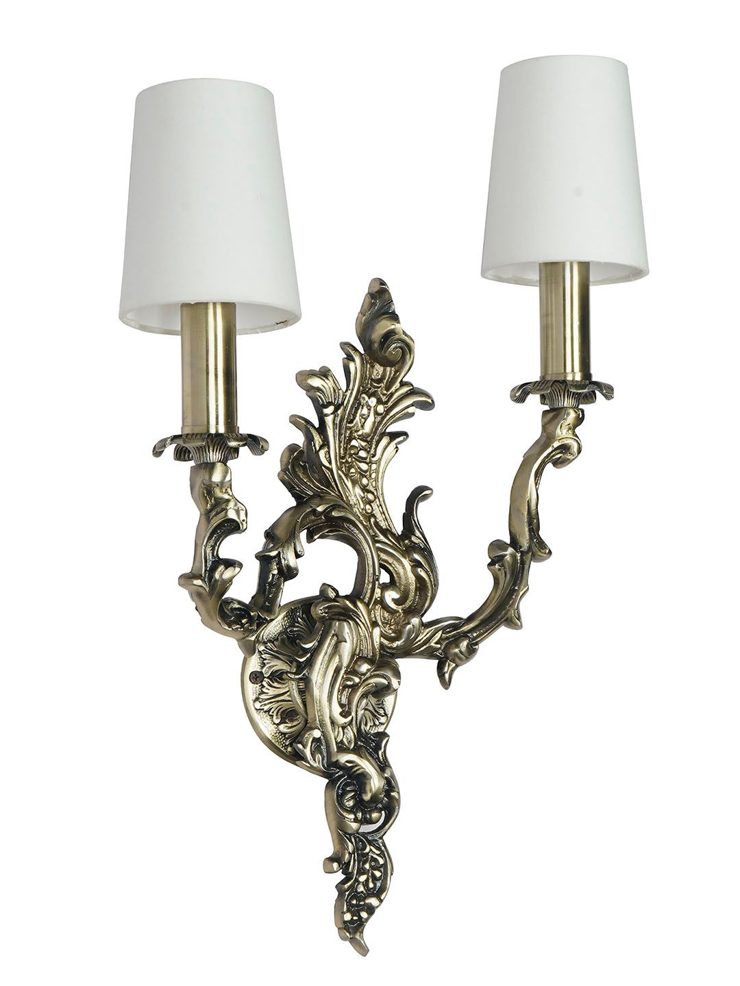 Elegant Antique Brass European Traditional Wall Sconce with Mini Tapered Shades