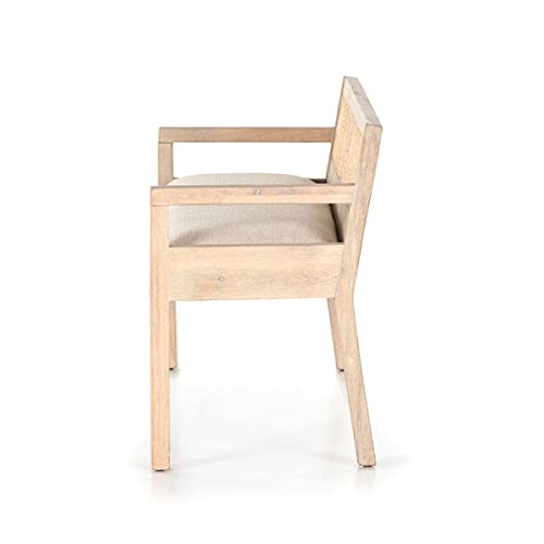 Mango Wood Montoya Padded Bench, Brown  In Stock