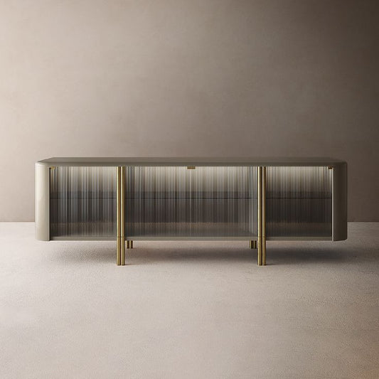 Modern Casa Sideboard: Elegant Metal Structure, Fluted Glass Doors, Lacquered Finish