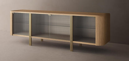 Modern Casa Sideboard: Elegant Metal Structure, Fluted Glass Doors, Lacquered Finish
