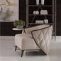 Bella Armchair: Graceful Lounge Chair with Curving Arms, Tufted Upholstery, Wood Trim