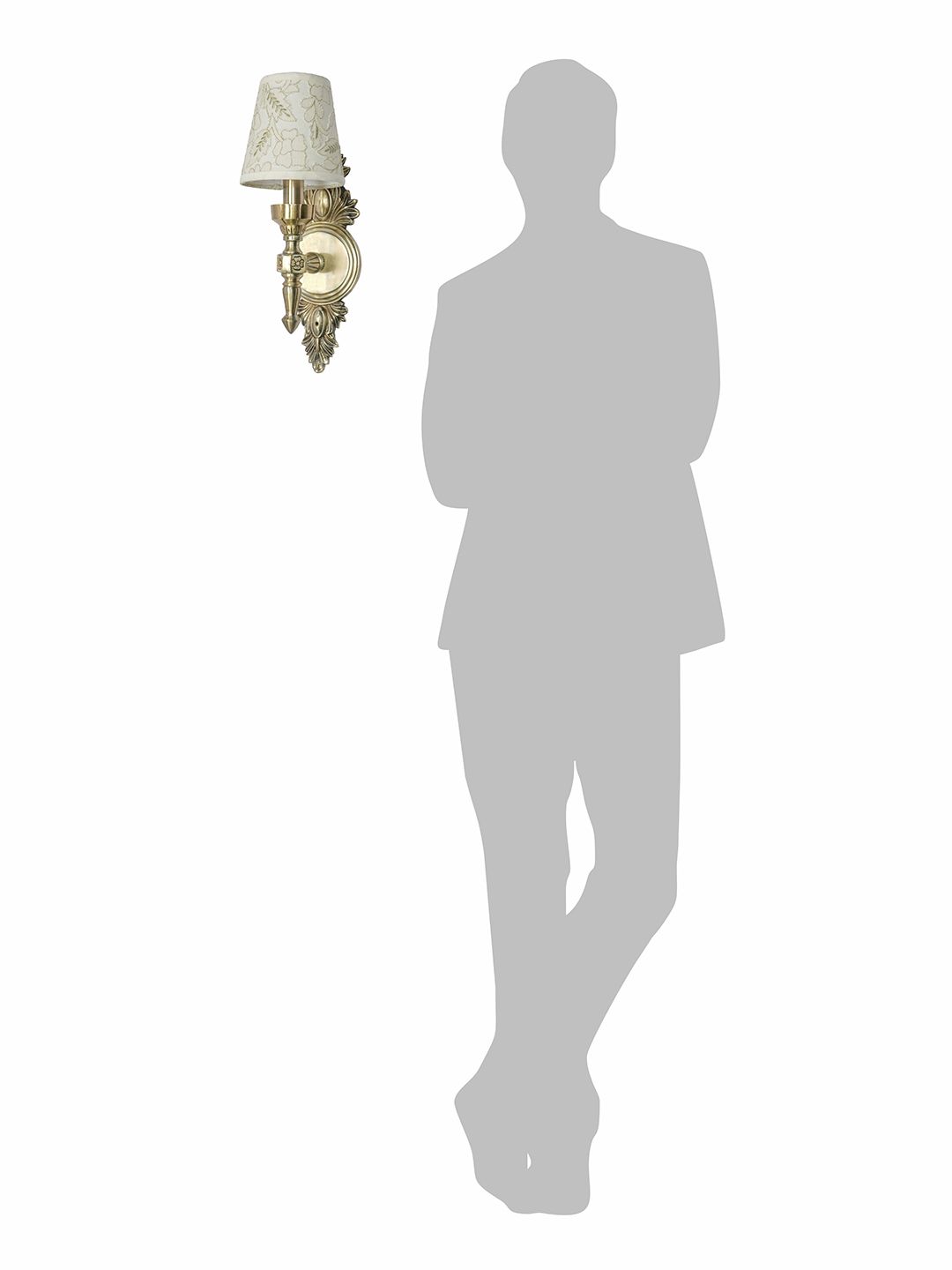 Royal Antique Brass Aluminium Wall Sconce with Embroidered Fabric Shade