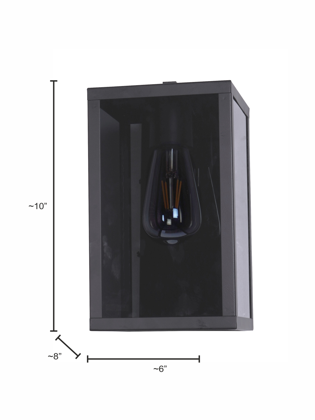 Modern Cuboid Black Steel Glass Wall Light - Indoor Outdoor Sconce Fixture
