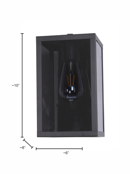 Modern Cuboid Black Steel Glass Wall Light - Indoor Outdoor Sconce Fixture