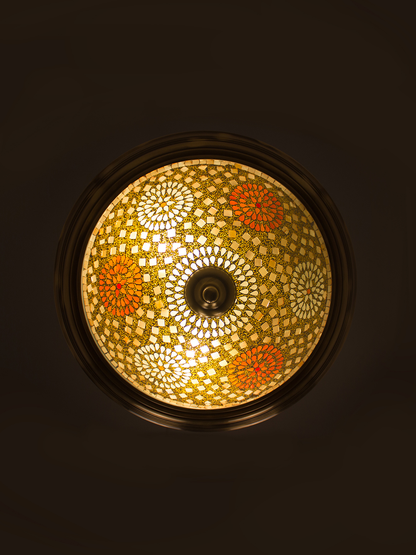 Brass Antique Glass 3-Light Hanging Light – 45.7 cm