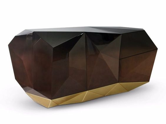 Luxury Diamond Cut Sideboard: Sculpted Doors, High-Gloss Finish, Customizable Colors