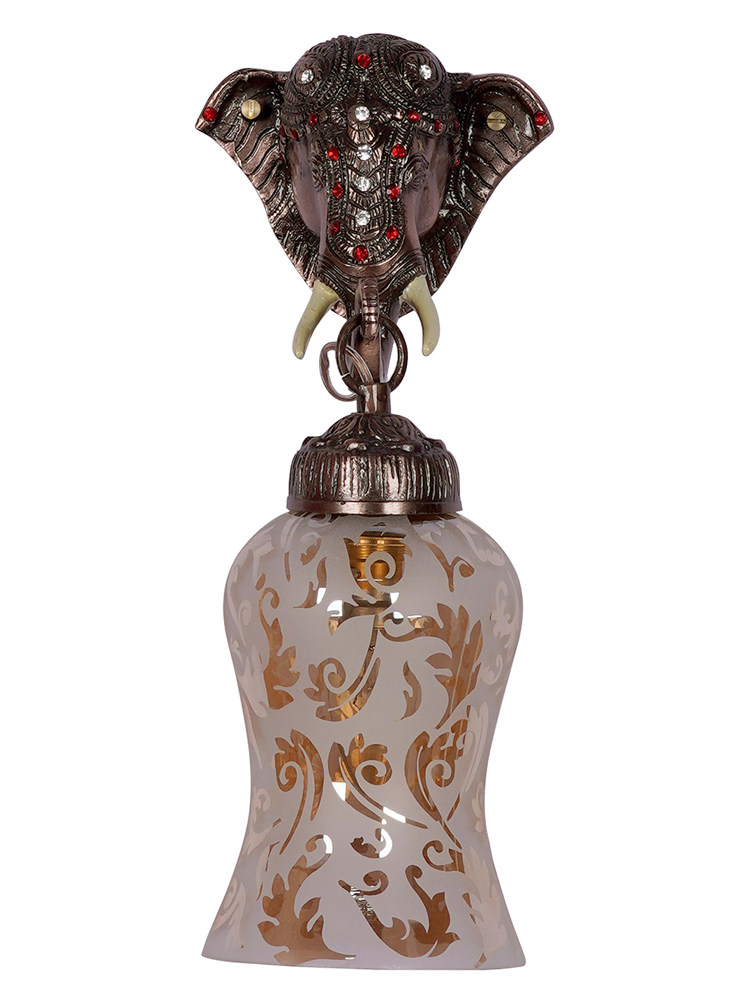 Exquisite Rustic Bronze Elephant Wall Sconce with Etched Amber Glass Shade