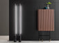 Aero Bar Unit: Modern Engraved Wavy Motif, Gold Accents, Home Bar Cabinet
