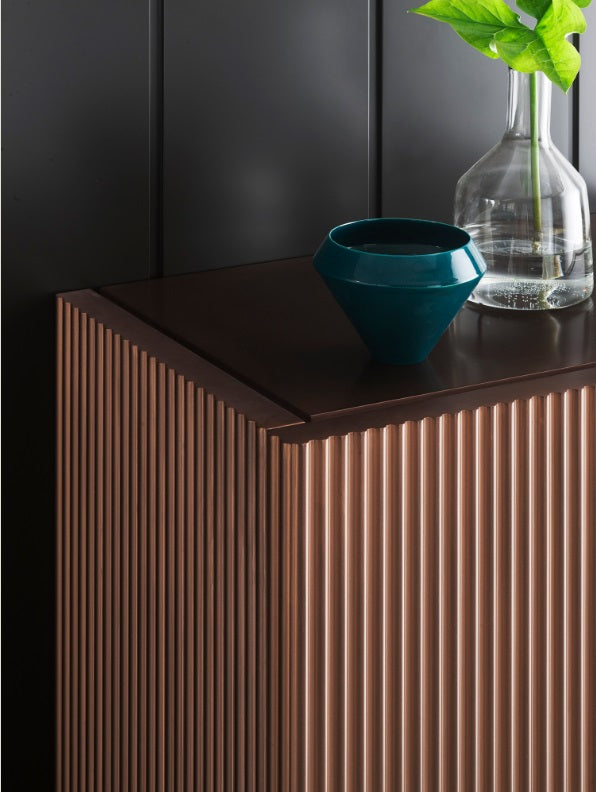 Aero Bar Unit: Modern Engraved Wavy Motif, Gold Accents, Home Bar Cabinet