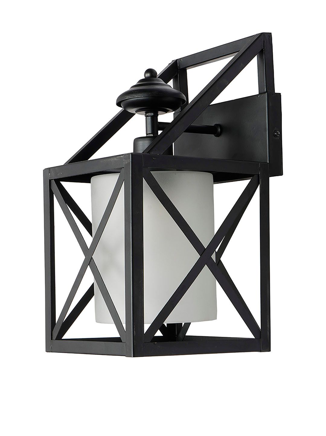 Industrial Black Box Metal Frame Wall Sconce Frosted Glass Modern Lighting