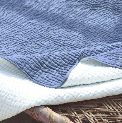 Denim Blue stonewashed cotton kantha quilt