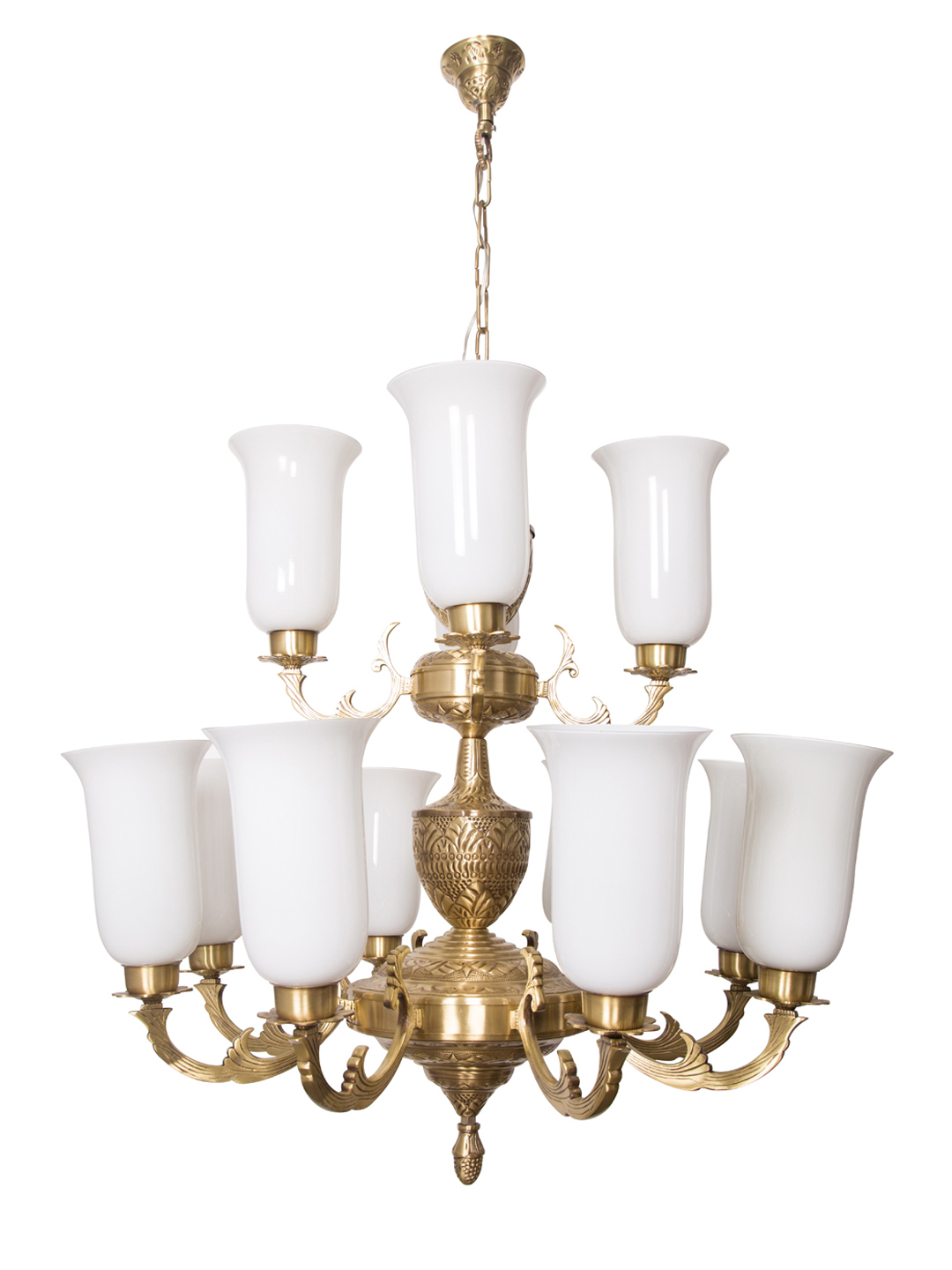 Brass Antique 2-Tier Brass Chandelier – 12 Lights