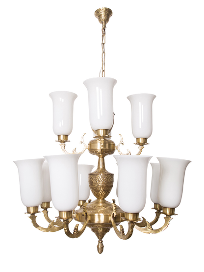 Brass Antique 2-Tier Brass Chandelier – 12 Lights
