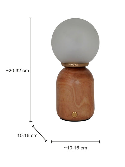 Modern Natural Wood & Glass Rechargeable LED Dimmable Touch Table Lamp