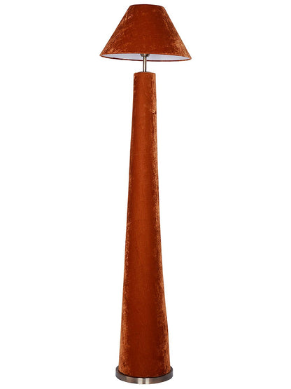 Modern Orange Velvet Conical Floor Lamp with Tapered Shade for Living Room