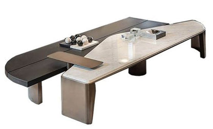 Luxurious Set of 4 Modern Coffee Tables: Wood, Marble, Steel, Glass Tops