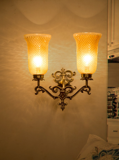 Brass Antique Aluminium Glass 2-Light Wall Sconce – 41.9 cm