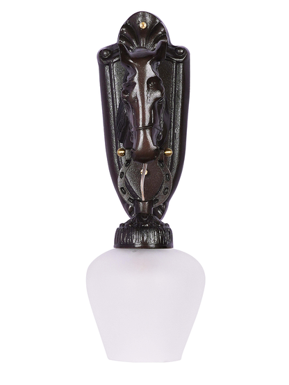 Regal Stallion Medieval Brown Cast Aluminium Wall Light with Frosted Goblet Shade