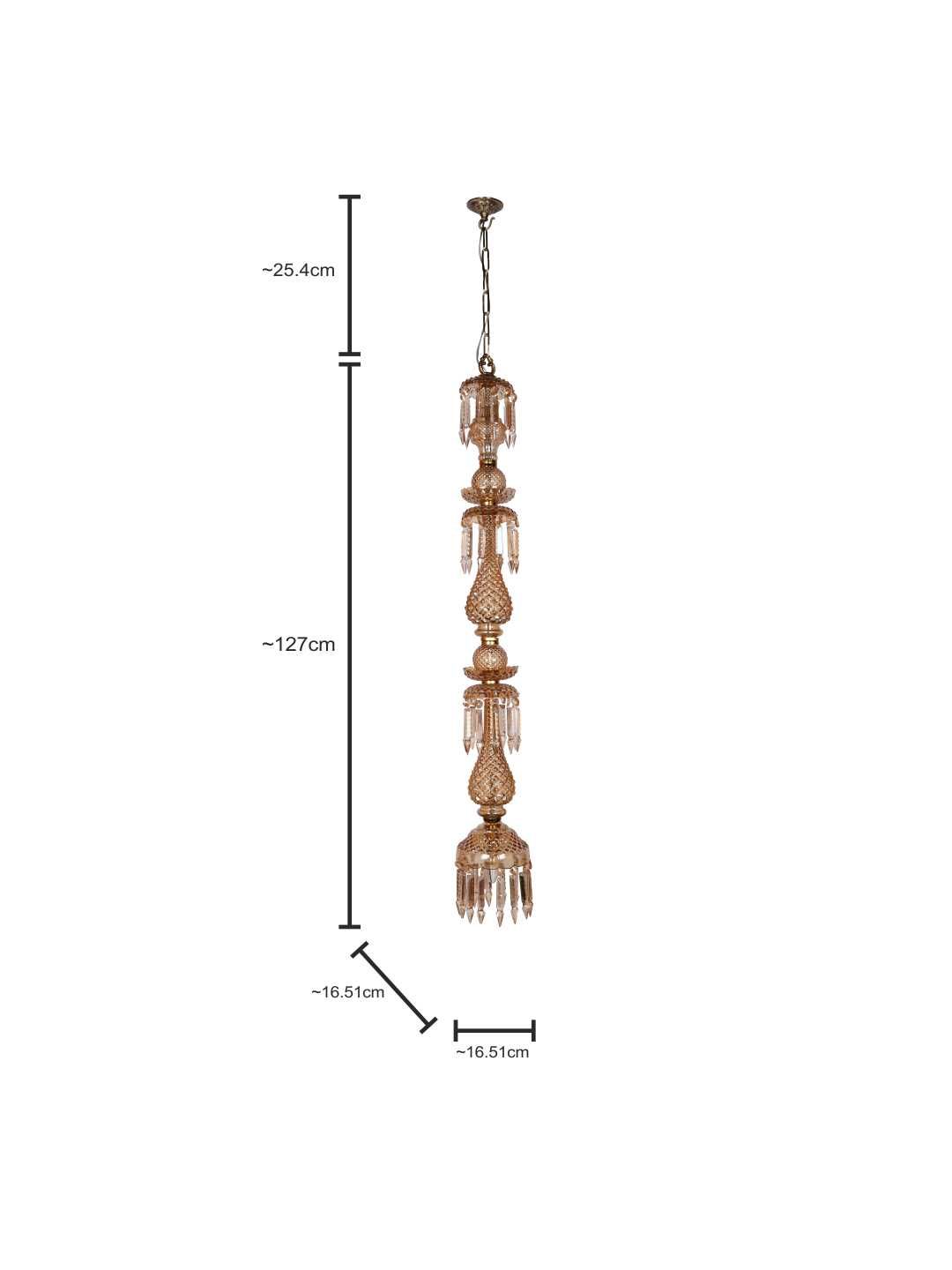 Grand Golden Luster Glass Pendant Light with Hand-Cut Crystals, 127 cm