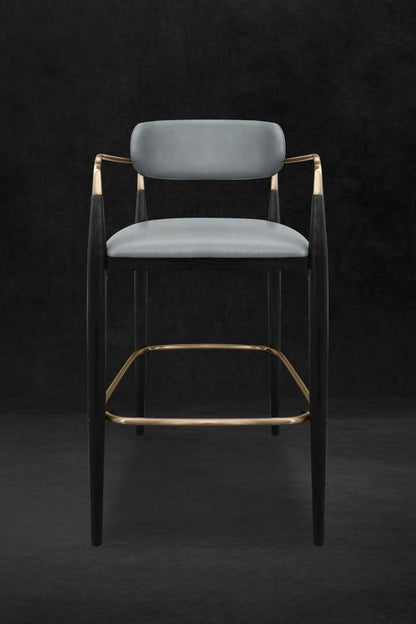 Elegant Jaggy Bar Stools Set of Two, Upholstered with Sleek Gold Accents