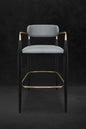 Elegant Jaggy Bar Stools Set of Two, Upholstered with Sleek Gold Accents