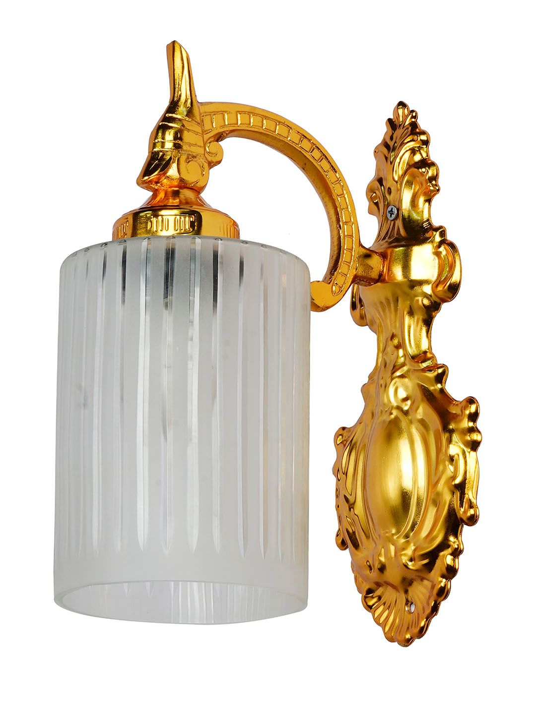 Elegant Gold Traditional Wall Sconce with Frosted Hand-Cut Glass Shade