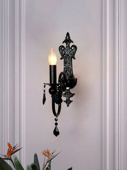 Elegant Black Crystal Candelabra Wall Sconce Light Fixture for Modern Homes