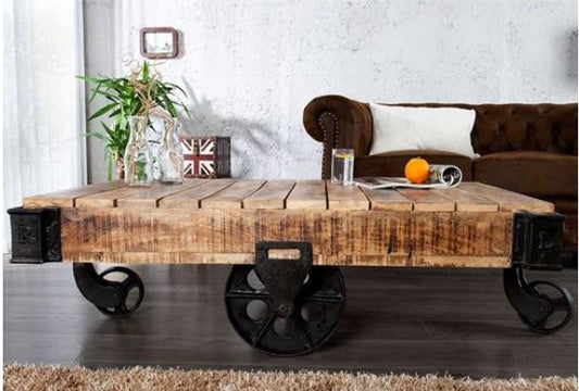 handcrafted solid wood Cart Coffee Table