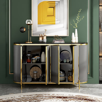 4 door 4 shelves marble top sideboard