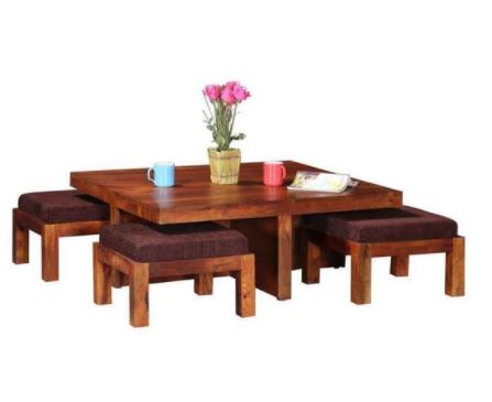 Squiral Quatro Coffee Table with 4 small stools