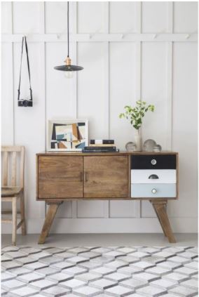 2 Door 3 Drawer Wooden Sideboard placement in home