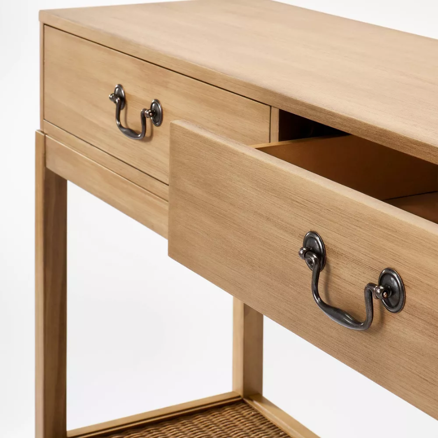 Woven Base Console Table Brown