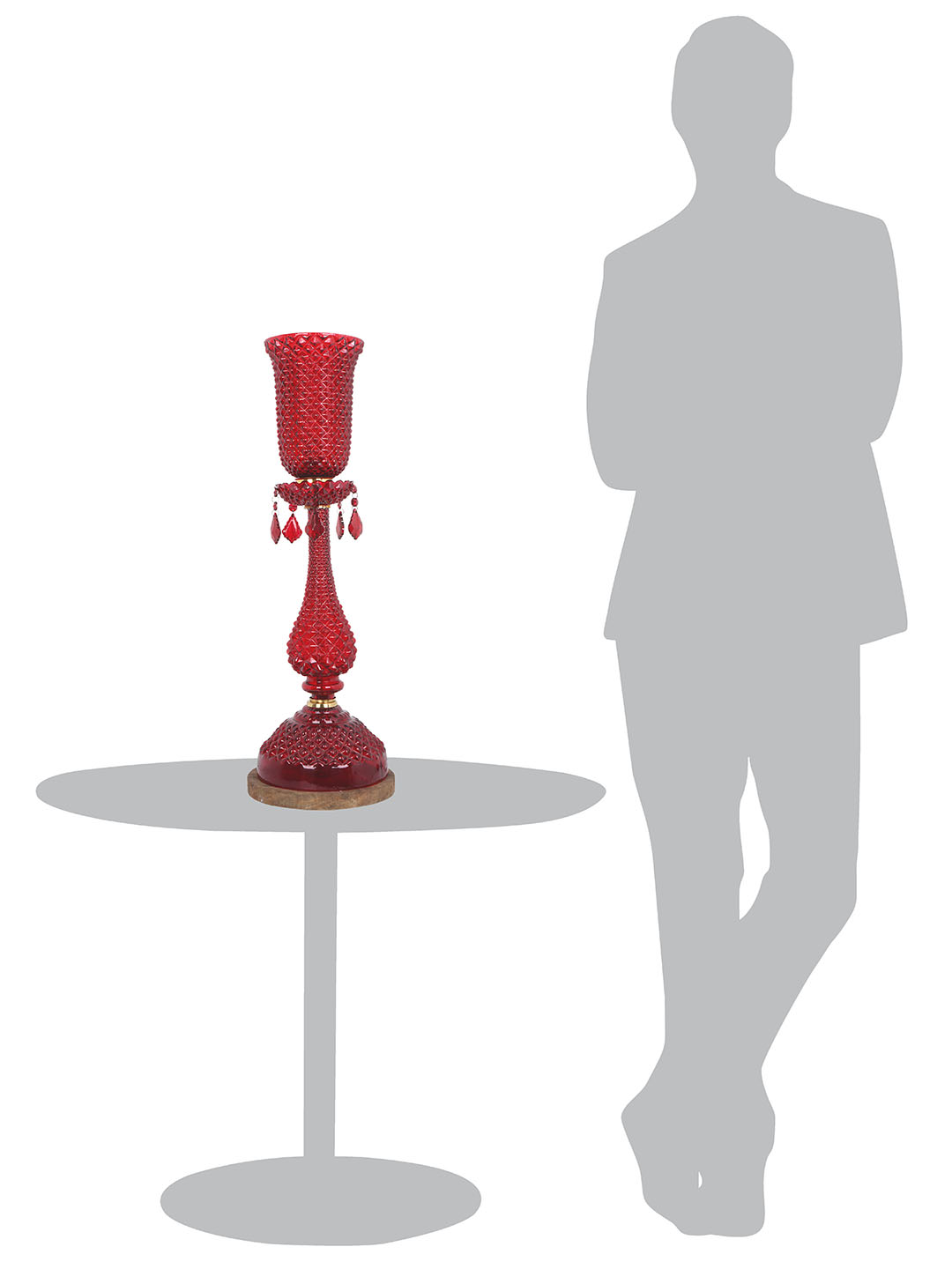 Elegant Traditional Red Textured Glass Brass Table Lamp, Single-Light, 68cm Tall