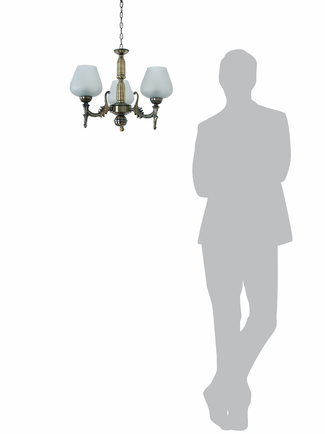 Sparkling Antique Brass 3-Light Chandelier: Frosted Goblet Shades, 16-inch Wide