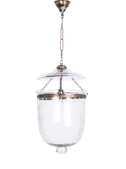 Antique Brass Glass 1-Light Lantern Pendant – 40.6 cm