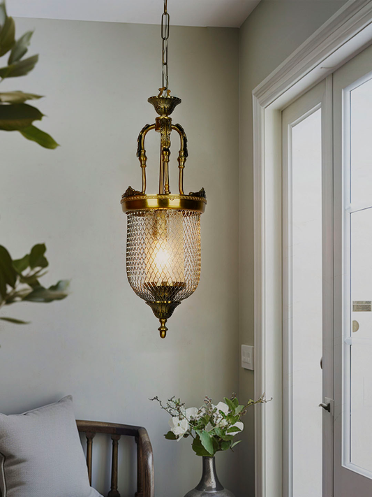 Elegant Antique Brass Lattice Jar Pendant Light for Dining, Living, Bedroom