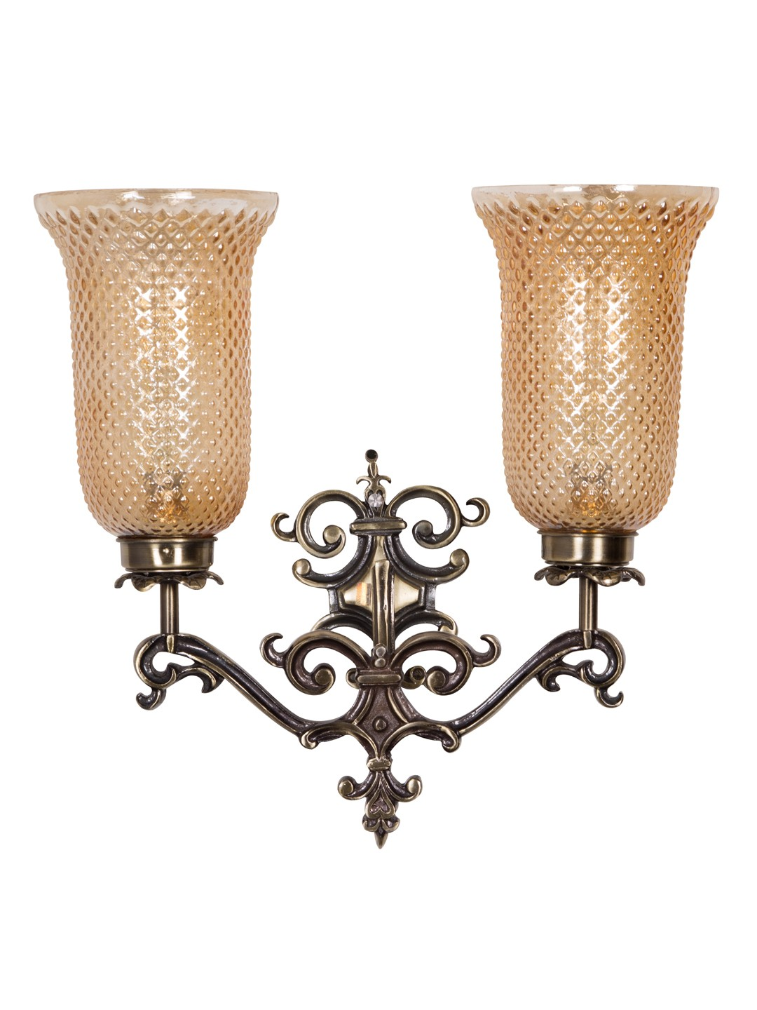 Brass Antique Aluminium Glass 2-Light Wall Sconce – 41.9 cm