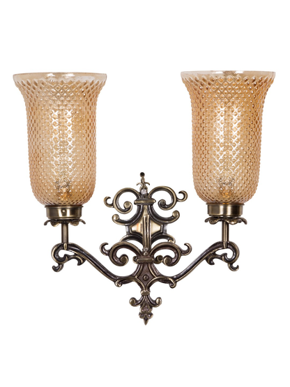 Brass Antique Aluminium Glass 2-Light Wall Sconce – 41.9 cm