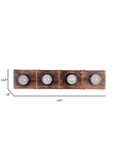 Wooden Hollywood Vanity Light with Golden Studs