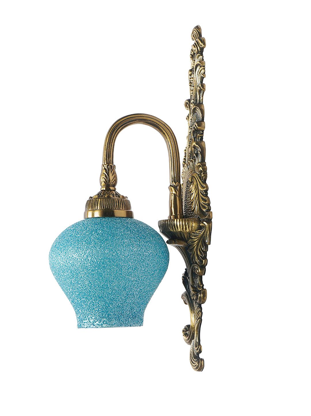 Traditional Antique Brass Wall Sconce: Blue Beaded Glass, Elegant Home Lighting