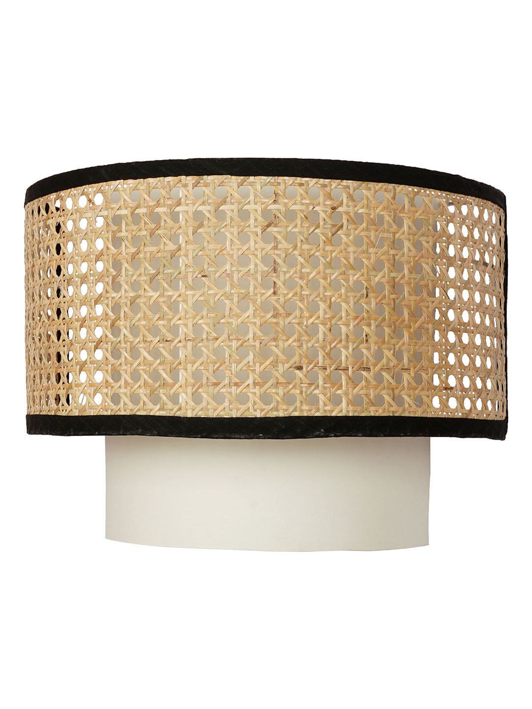 Handwoven Cane Fabric Half Drum Wall Sconce Lamp for Modern Home Decor