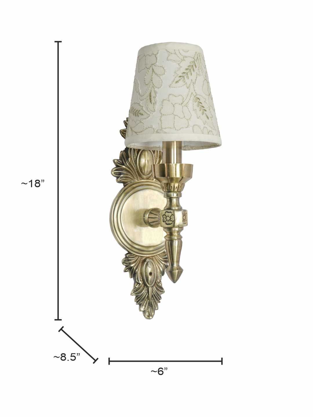 Royal Antique Brass Aluminium Wall Sconce with Embroidered Fabric Shade